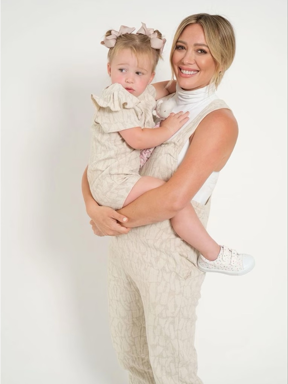 Smash + Tess x Hillary Duff Romperalls Textured Overalls Jumpsuit in Beige